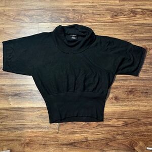 Its Our Time Short Sleeve Cowl Neck Shirt Top Black Women Size XL